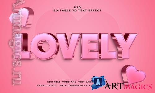 PSD lovely 3d editable text effect with background