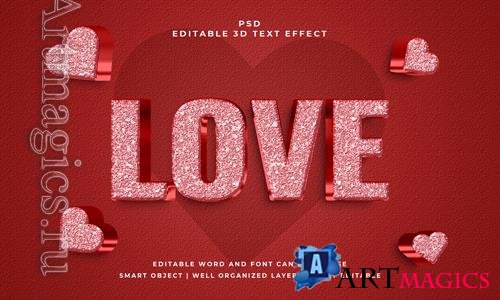 PSD love 3d editable text effect with background