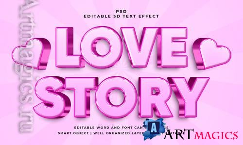 PSD love story 3d editable text effect with background