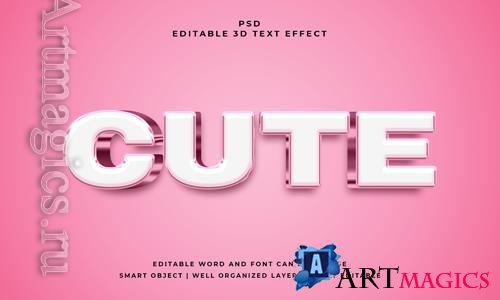 PSD cute 3d editable  text effect with background