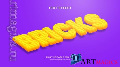 PSD bricks toy text effect