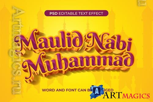 PSD maulid nabi text effect layered 3d