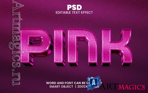 PSD pink 3d editable photoshop text effect style with background