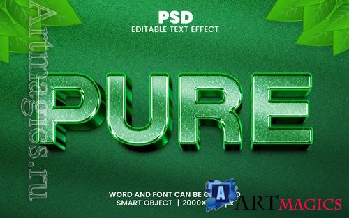 PSD pure green color 3d editable photoshop text effect style with background