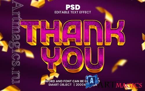 PSD thank you luxury 3d editable photoshop text effect style with background