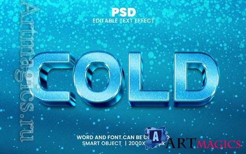 PSD cold metallic 3d editable photoshop text effect style with background
