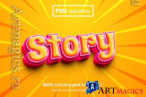 PSD story editable 3d text effect
