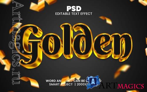 PSD golden luxury 3d editable photoshop text effect style with background