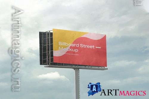 PSD large billboard mockup on cloudy sky