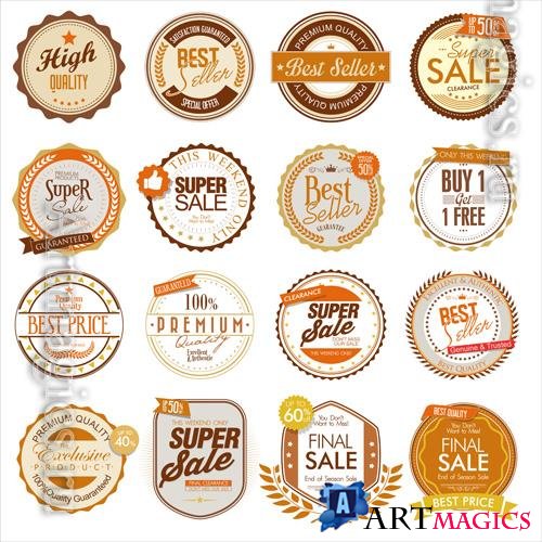 Vector retro vintage premium sale badges and labels collection