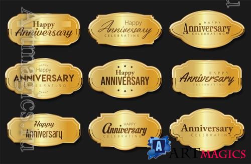 Vector collection of anniversary golden logotype celebration emblem