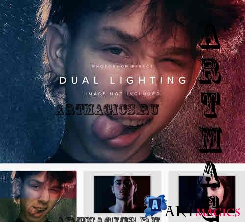 Red and Blue Dual Lighting PSD Photo Effect - JWHYHNA