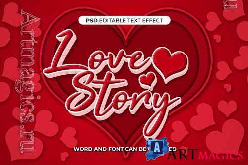 PSD love stroy text effect 3d