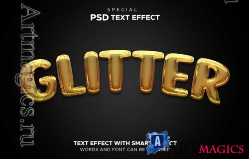 PSD glitter text effect smart object