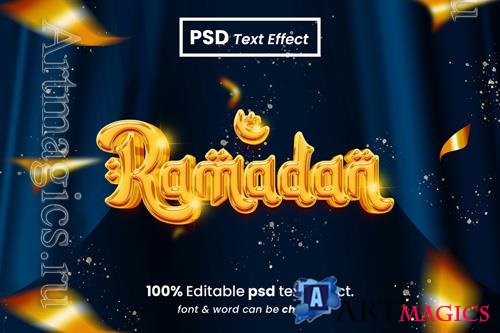 PSD ramadan kareem glossy editable 3d text effect