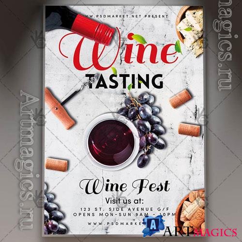 Psd wine tasting flyer design templates