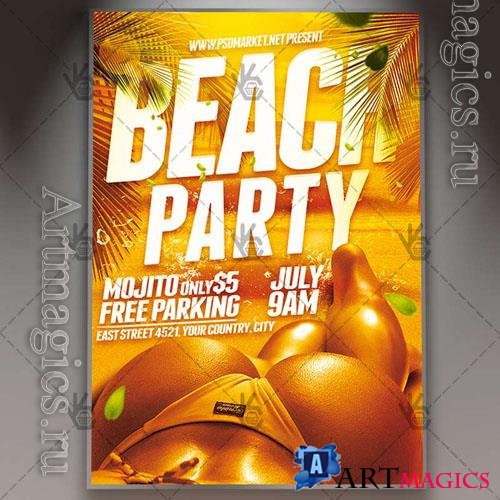 Psd beach party flyer design templates