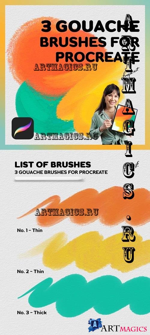 Procreate Gouache Brushes | 3 Gouache Brushes Procreate - 42925606