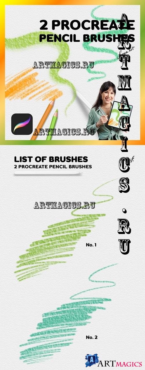 Procreate Pencil Brushes | 2 Procreate Colored Pencil Brushes - 42902750