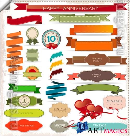 Vector retro ribbons and labels