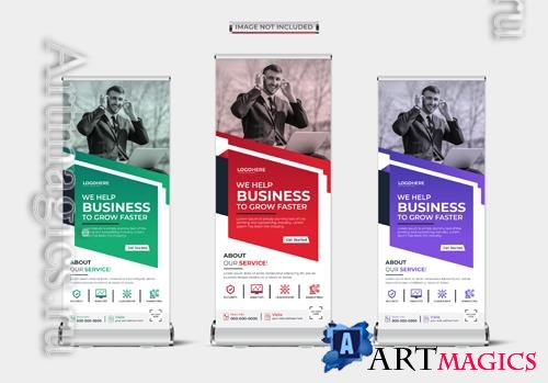Vector roll up creative modern display roll up banner template design