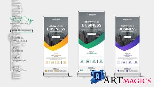 Vector  roll up geometric corporate business banner design