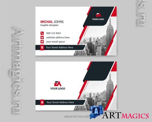 Vector modern and professional business card design template with red and black colour