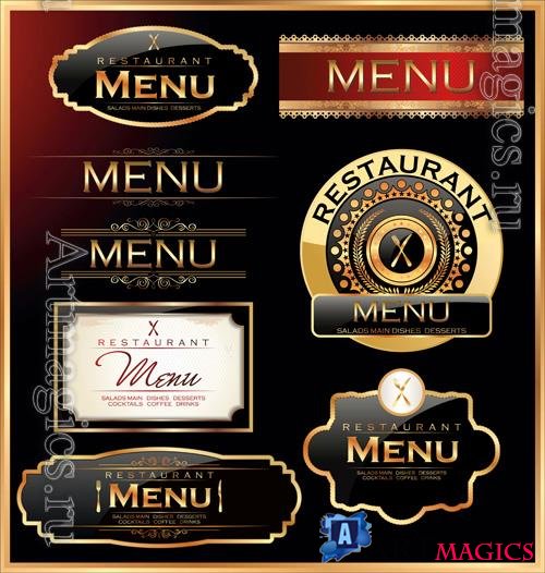 Vector restaurant and cafe labels