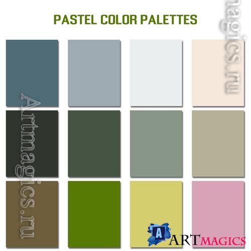 Vector abstract pastel color palettes set