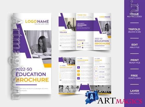 School admission trifold brochure design, multipurpose education trifold brochure template layout