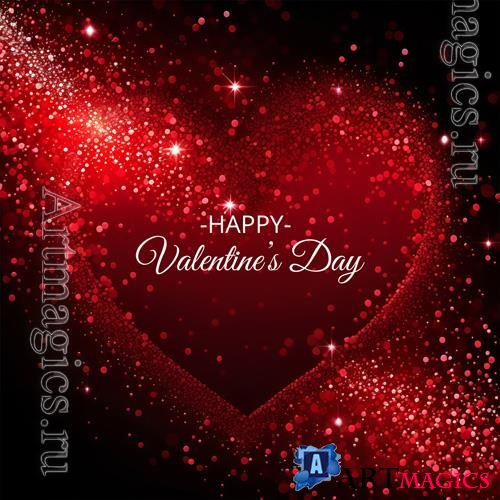 PSD red glitter valentines day party heart background