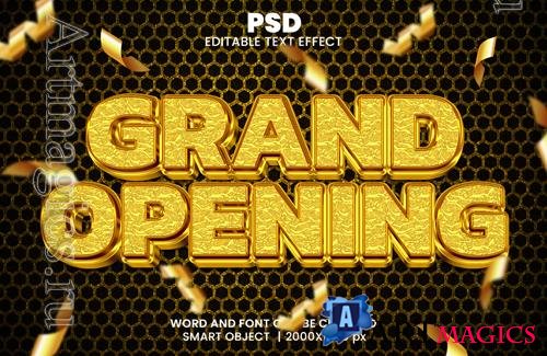 PSD grand opening luxury 3d editable photoshop text effect style with modern background