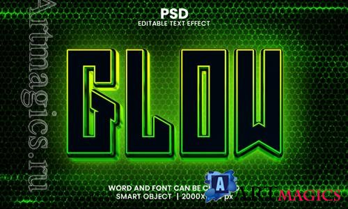 PSD glow 3d editable photoshop text effect style with modern background