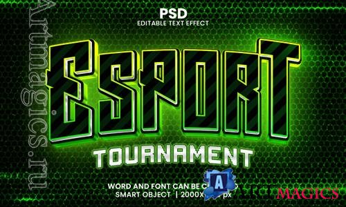 PSD esports tournament 3d editable photoshop text effect style with modern background