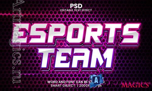 PSD esports team 3d editable photoshop text effect style with modern background