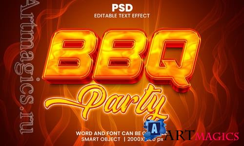PSD bbq party 3d editable photoshop text effect style with background