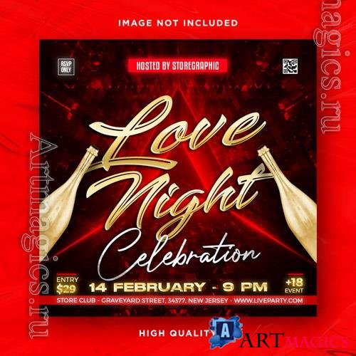 PSD valentines day flyer social media design and night club party flyer template vol 5