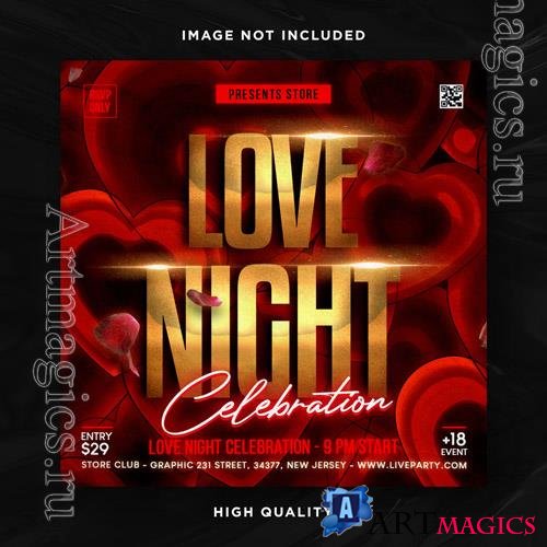 PSD valentines day flyer social media design and night club party flyer template vol 4