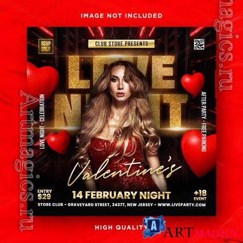 PSD valentines day flyer social media design and night club party flyer template vol 3