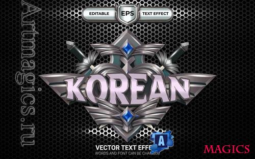 Vector the korean army badge with editable text effect game style