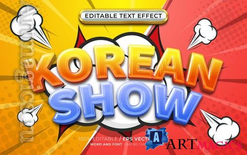 Vector korean television show 3d editable text effect comic style