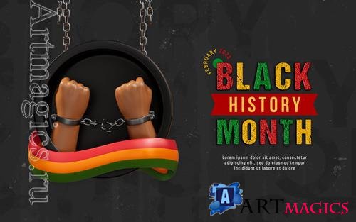 PSD black history month social media post with african 3d hand