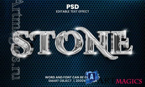 PSD stone chrome 3d editable photoshop text effect style with modern background