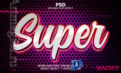 PSD super neon 3d editable photoshop text effect style with modern background
