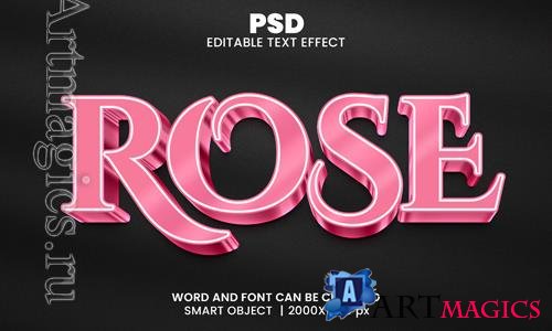 PSD rose luxury 3d editable photoshop text effect style with background