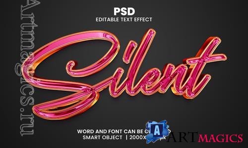 PSD silent chrome luxury 3d editable photoshop text effect style with background