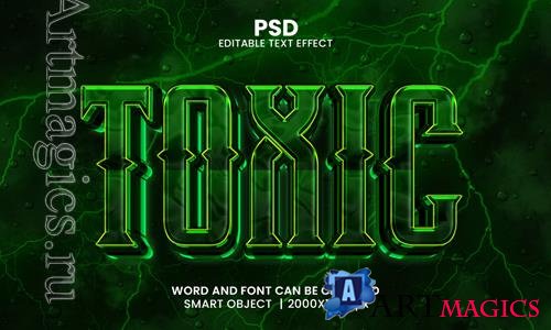 PSD toxic modern 3d editable photoshop text effect style with background