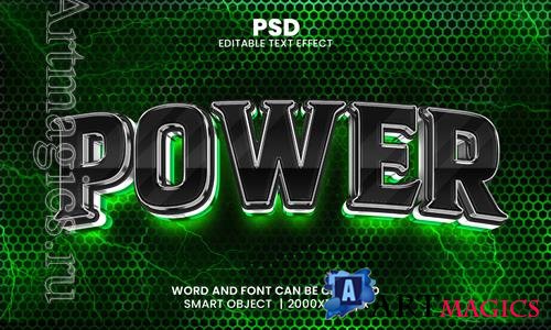 PSD power 3d editable photoshop text effect style with modern background