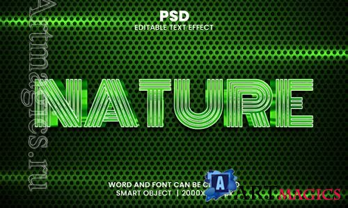 PSD nature 3d editable photoshop text effect style with modern background