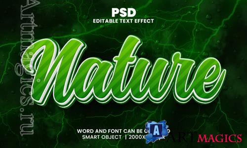 PSD nature 3d editable photoshop text effect style with background